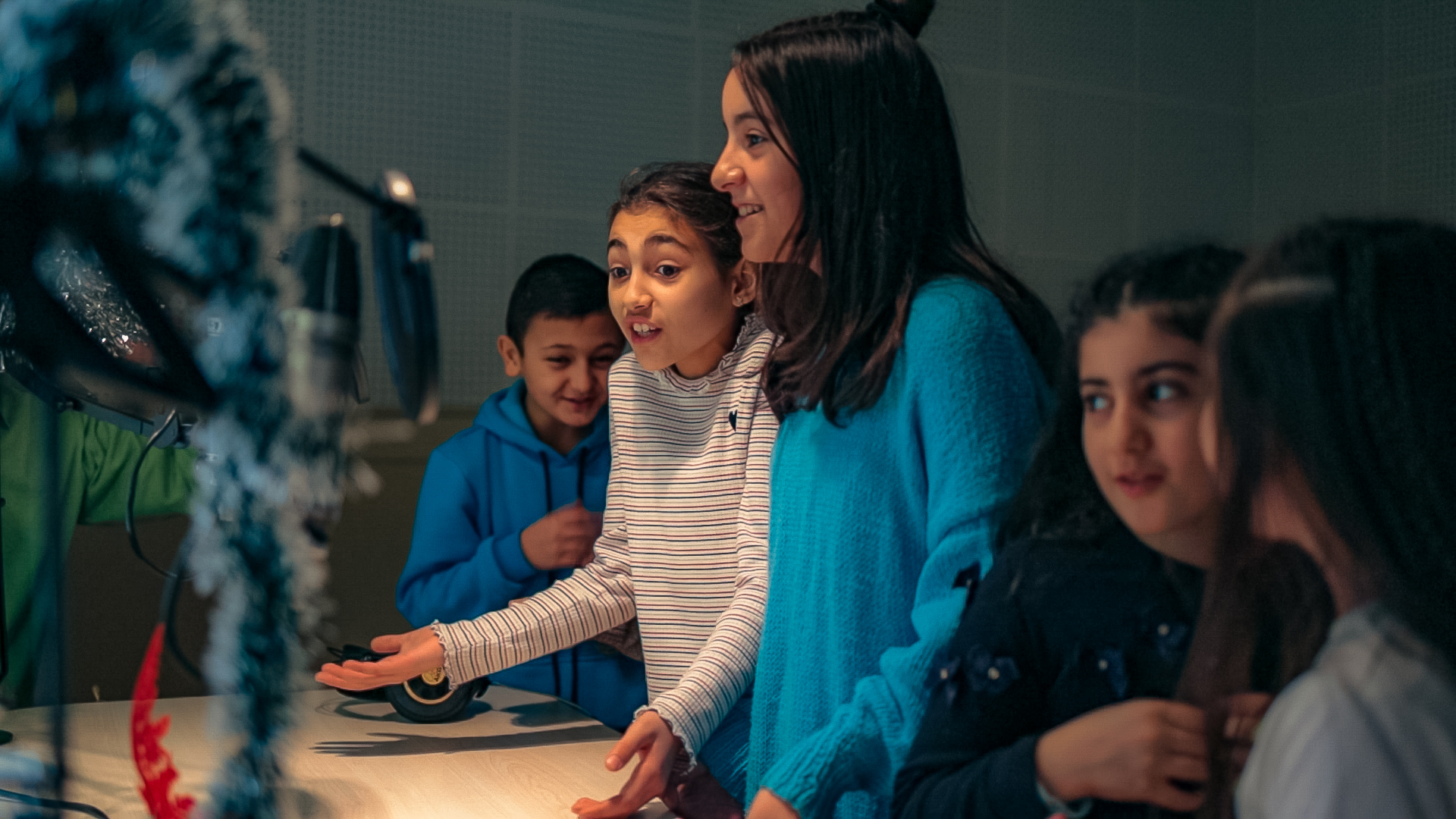 Children in the studio during the recording